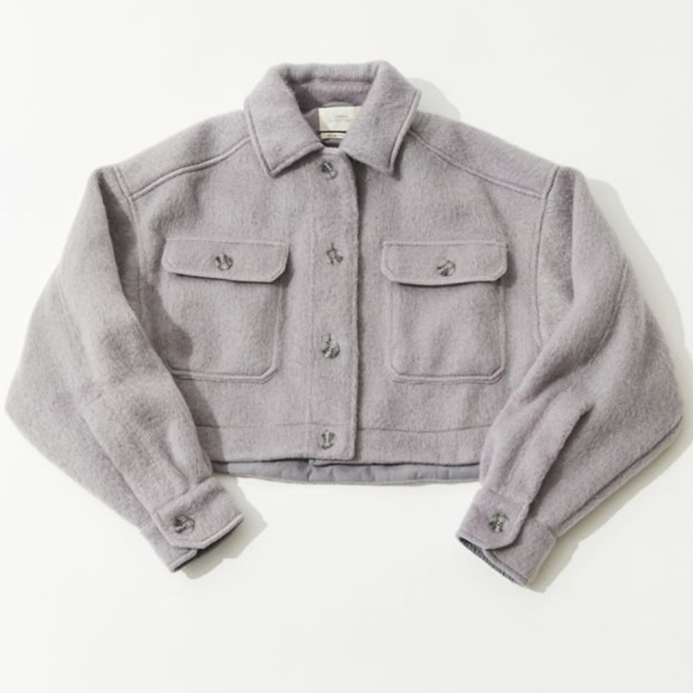 Urban Outfitters Lavender Gray Wool Blend Cropped Jacket Size Large - Picture 6 of 12